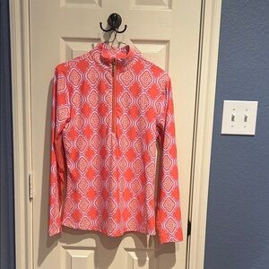 Cabana Life Coral and White Long Sleeve Top